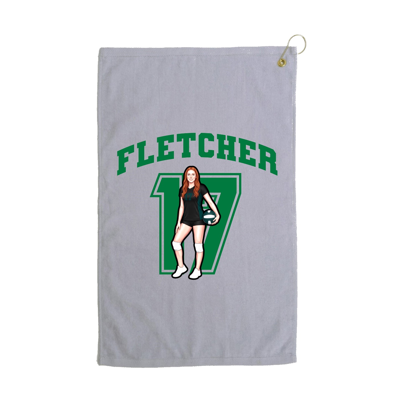 Golf Towel — Number in Grey