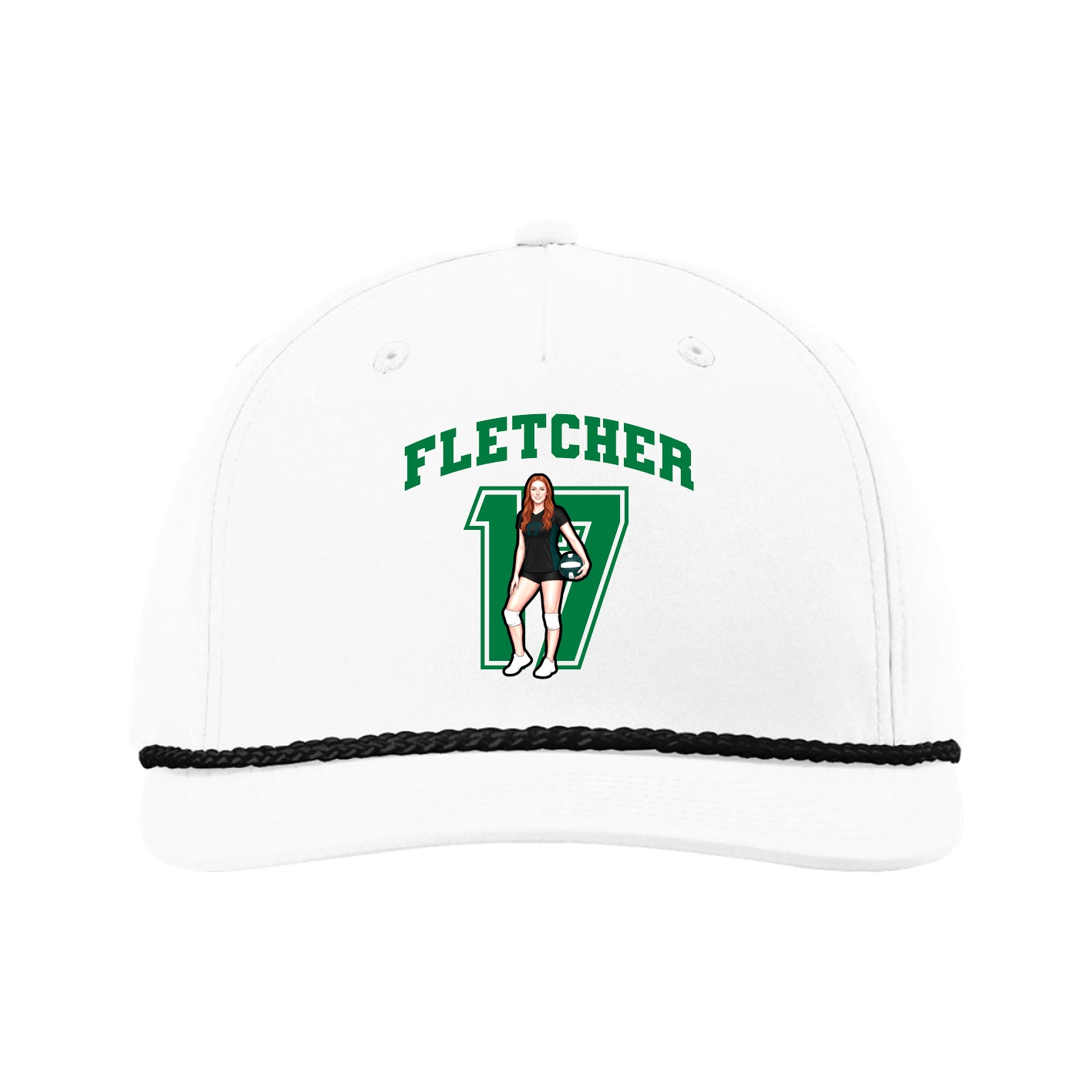 Five-Panel Classic Rope Cap — Number in White