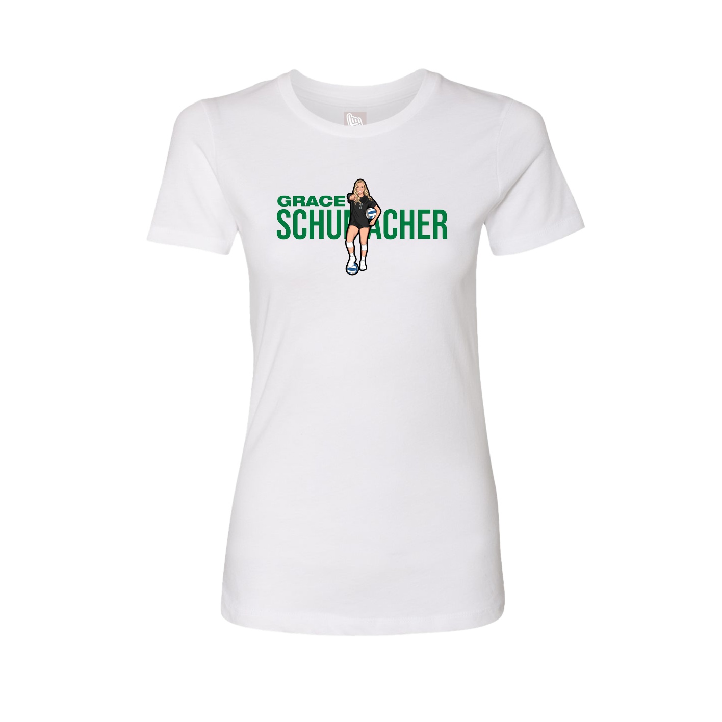 Fitted Women's Tee — Player Name in White
