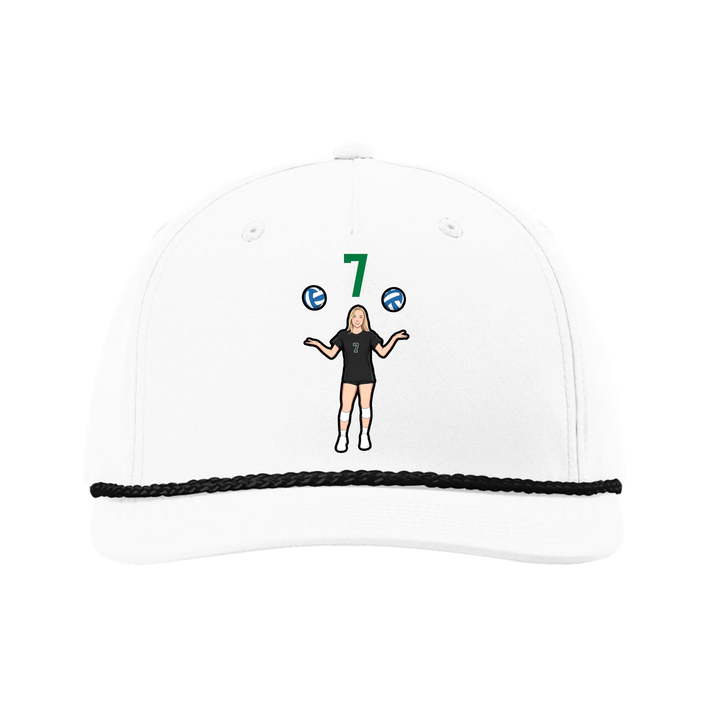 Five-Panel Classic Rope Cap — Number Top in White