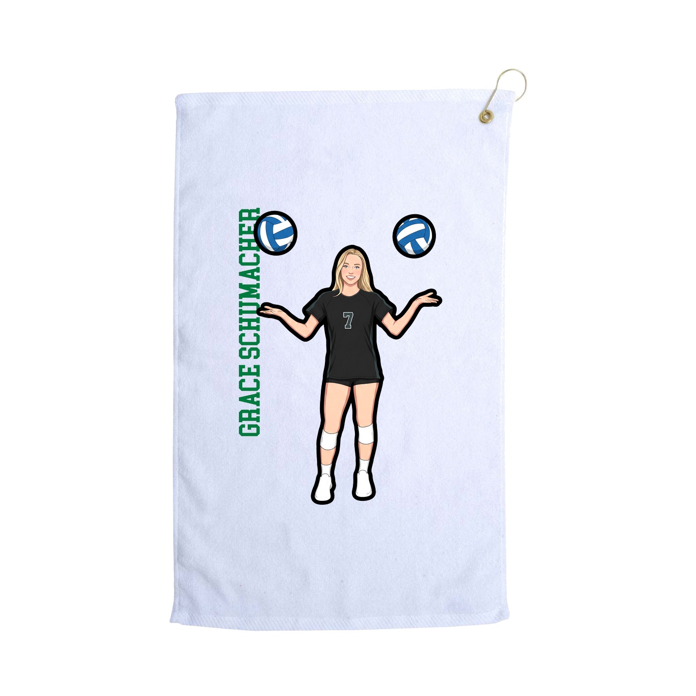 Golf Towel — Name Vertical in White