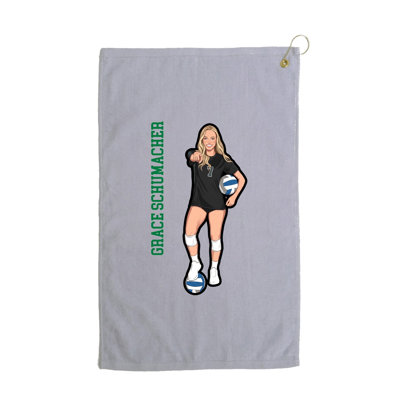 Golf Towel — Name Vertical in Grey