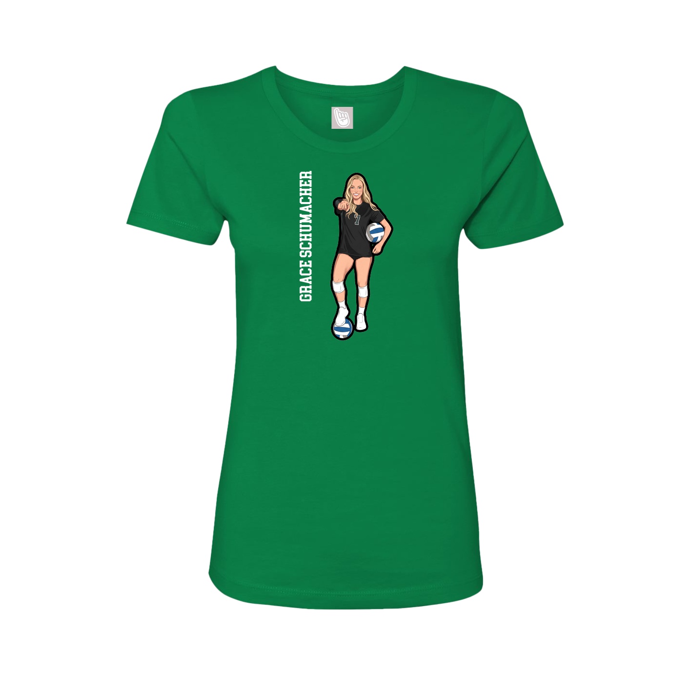 Fitted Women's Tee — Name Vertical in Green
