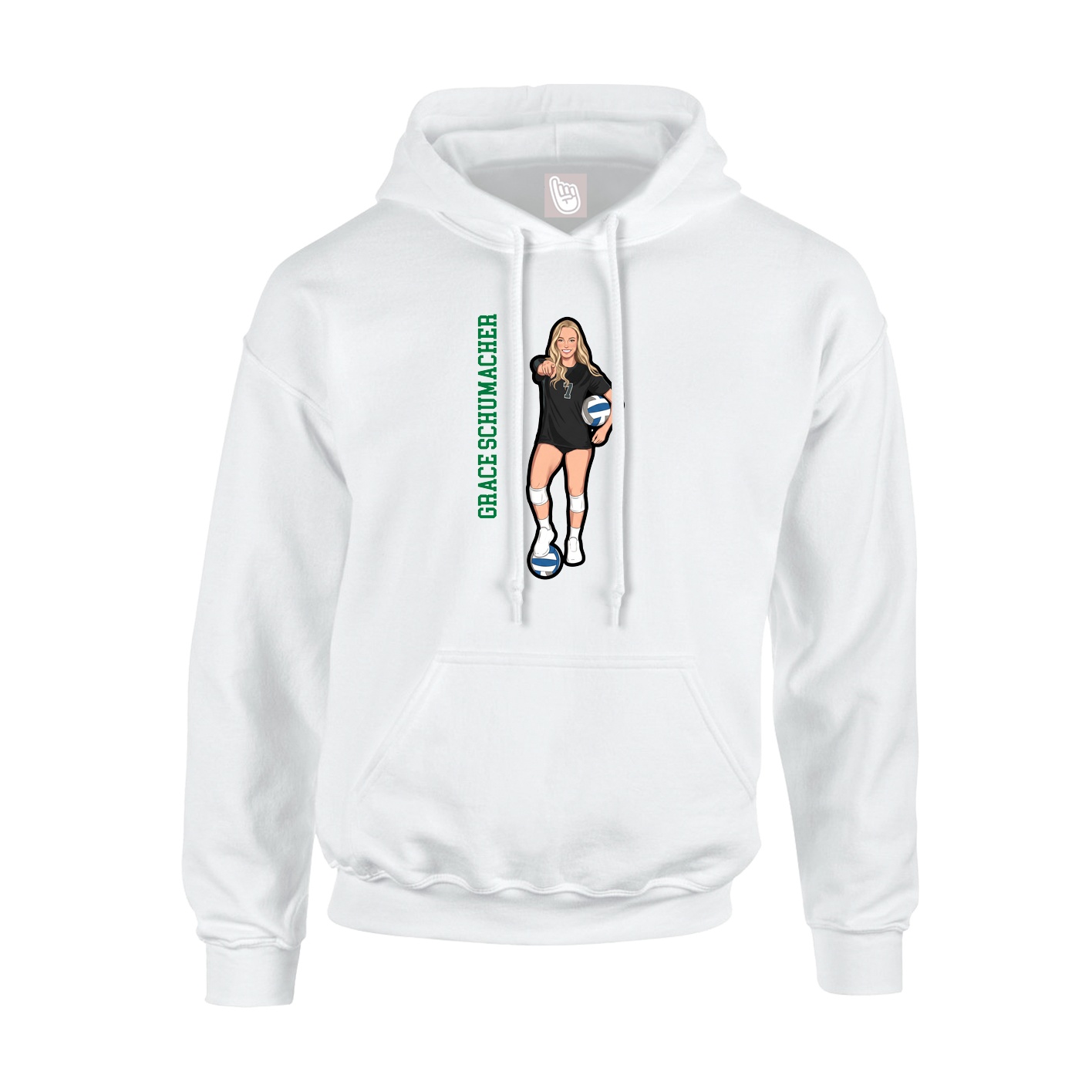 Youth Hoodie — Name Vertical in White