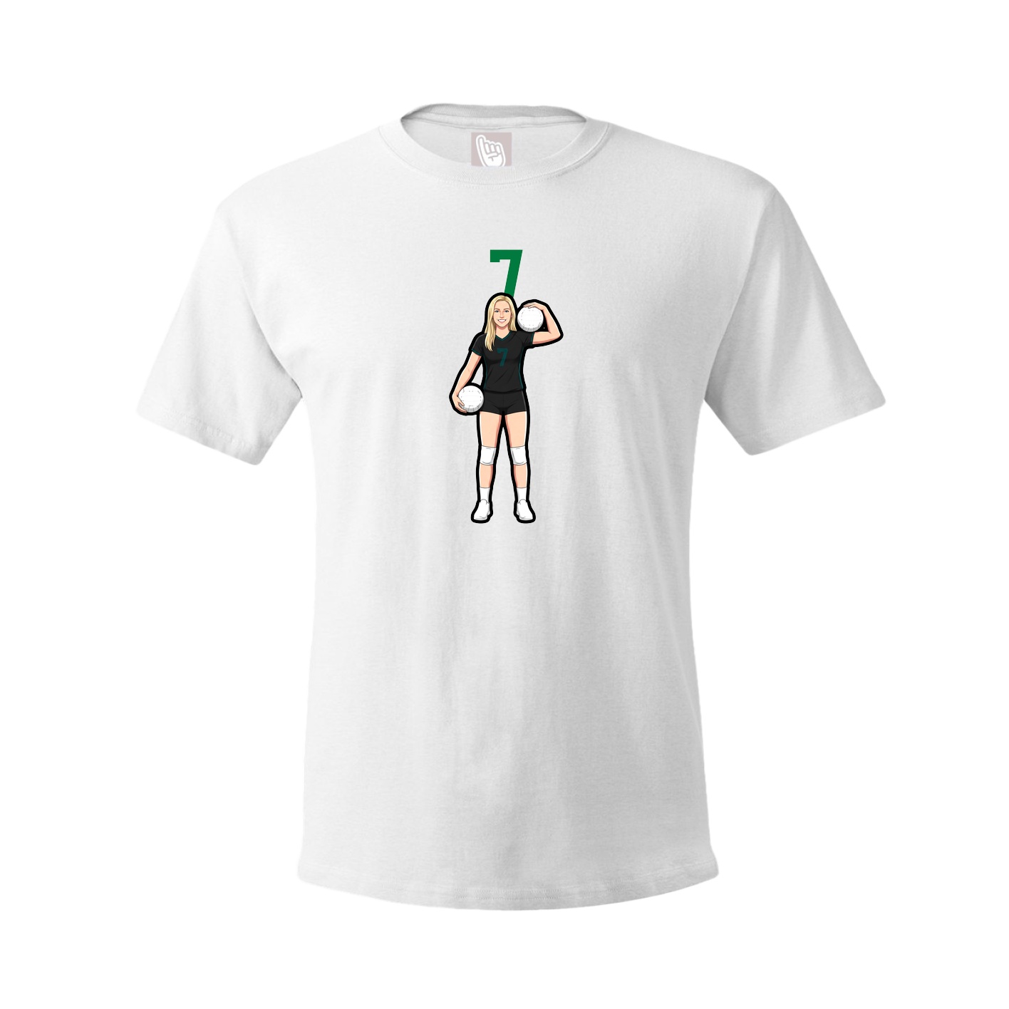 Youth Tee — Number Top in White