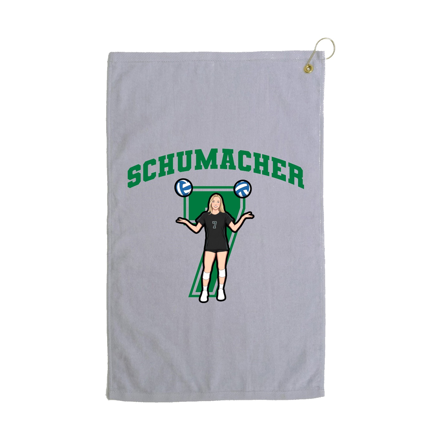 Golf Towel — Number in Grey