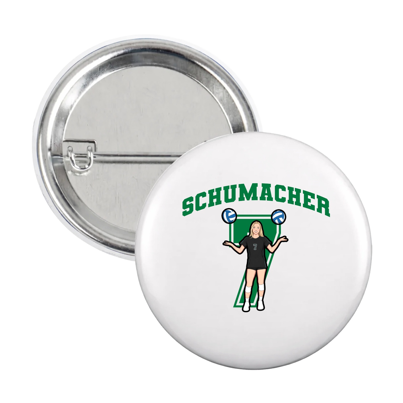 Game Day Button — Number in White