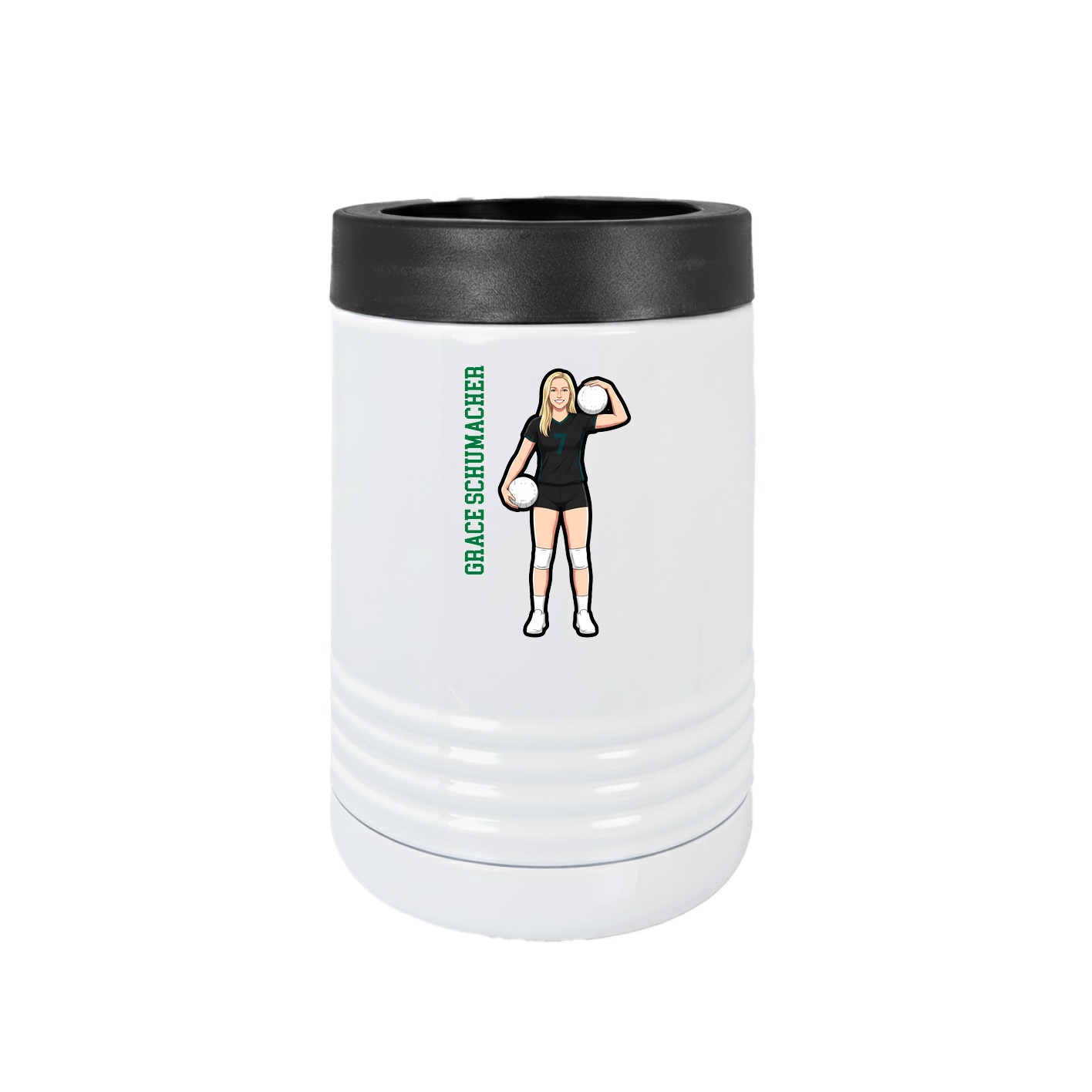 Beverage Holder — Name Vertical in White