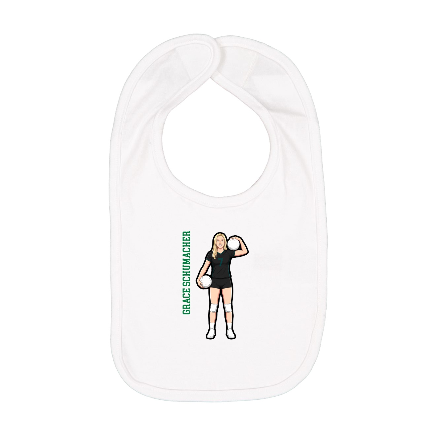 Infant Bib — Name Vertical in White