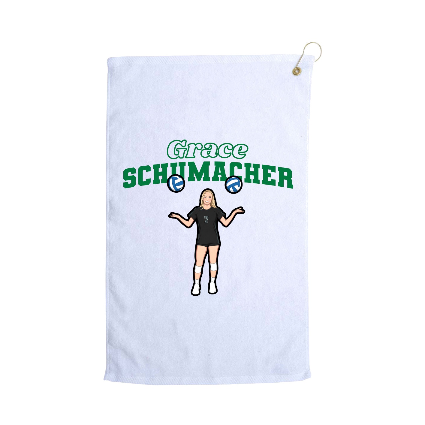 Golf Towel — Name Arch in White
