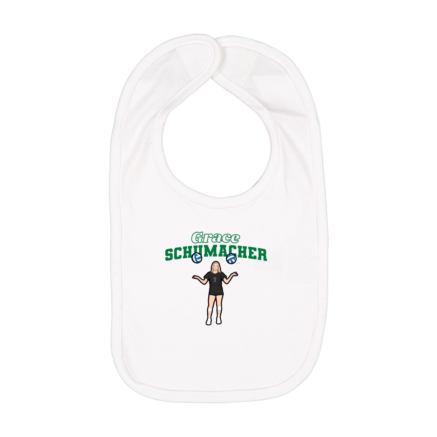 Infant Bib — Name Arch in White