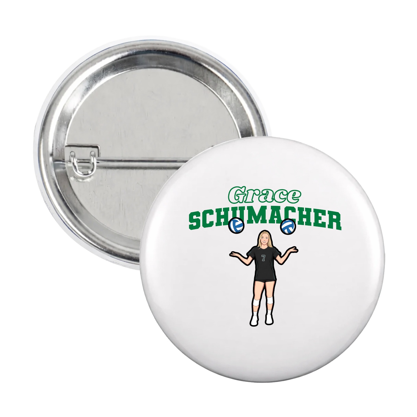 Game Day Button — Name Arch in White