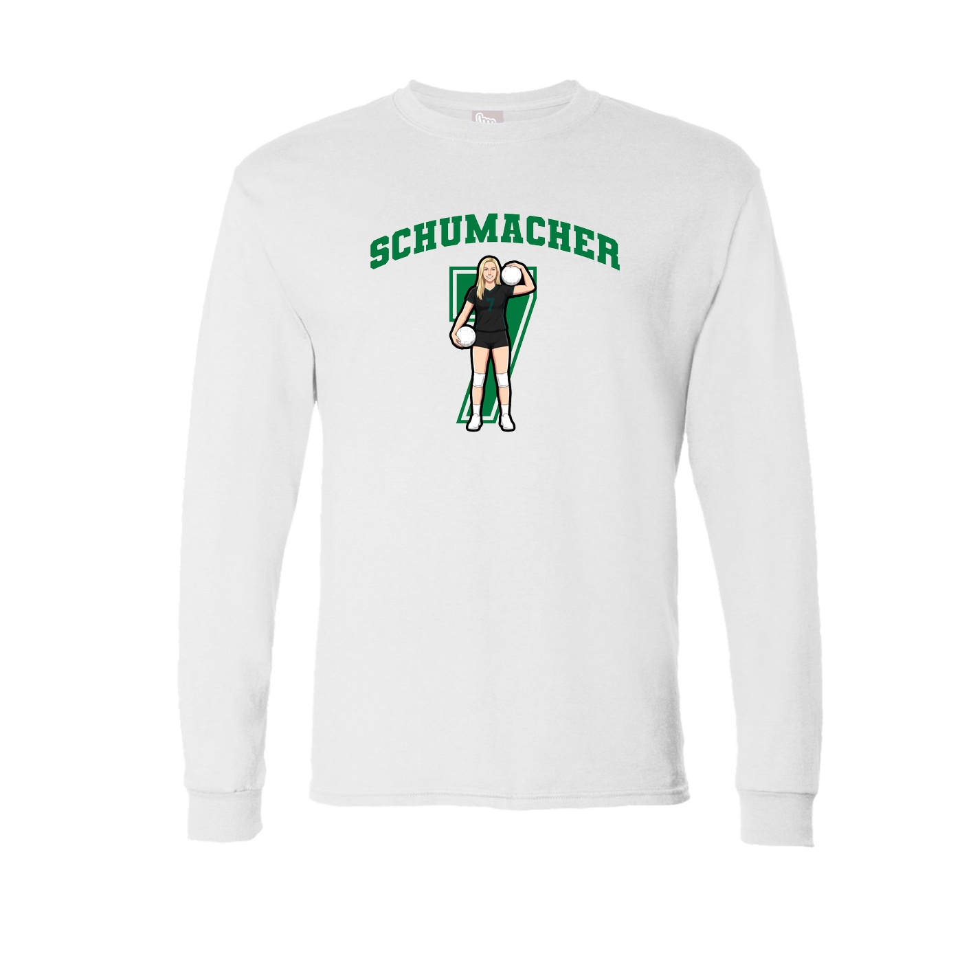 Long Sleeve Tee — Number in White