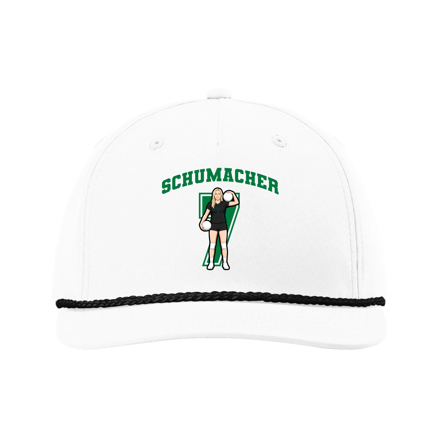Five-Panel Classic Rope Cap — Number in White