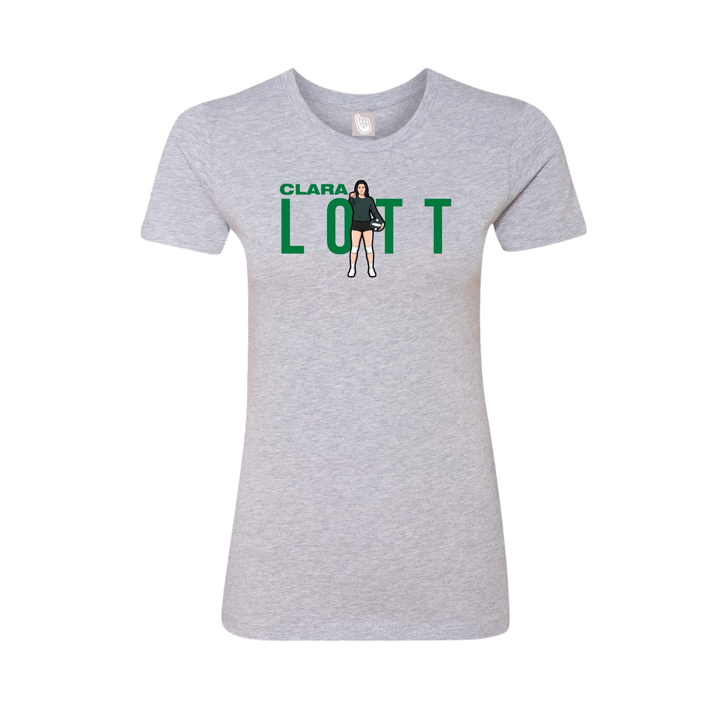 Fitted Women's Tee — Player Name in Grey