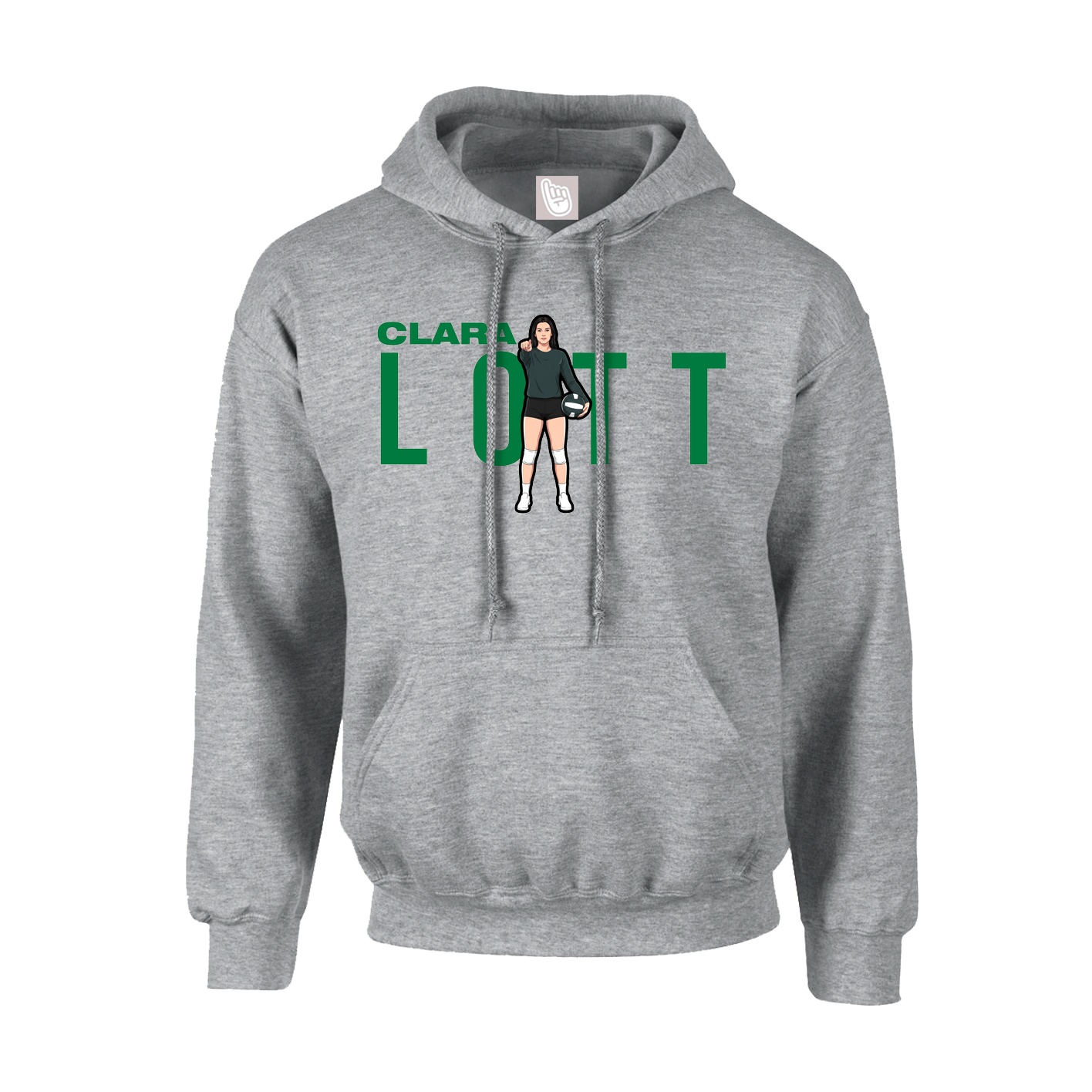 Hoodie — Player Name in Grey
