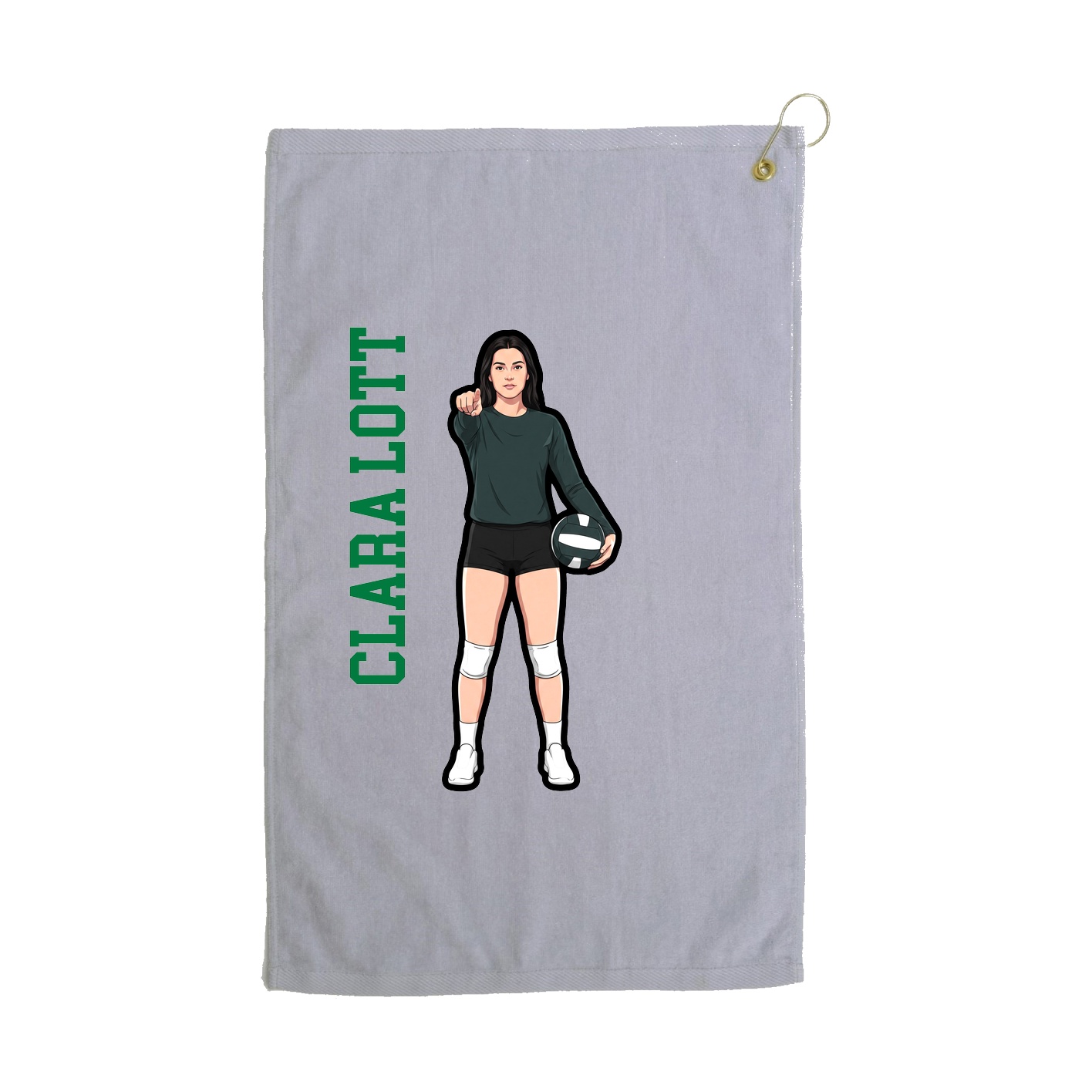 Golf Towel — Name Vertical in Grey