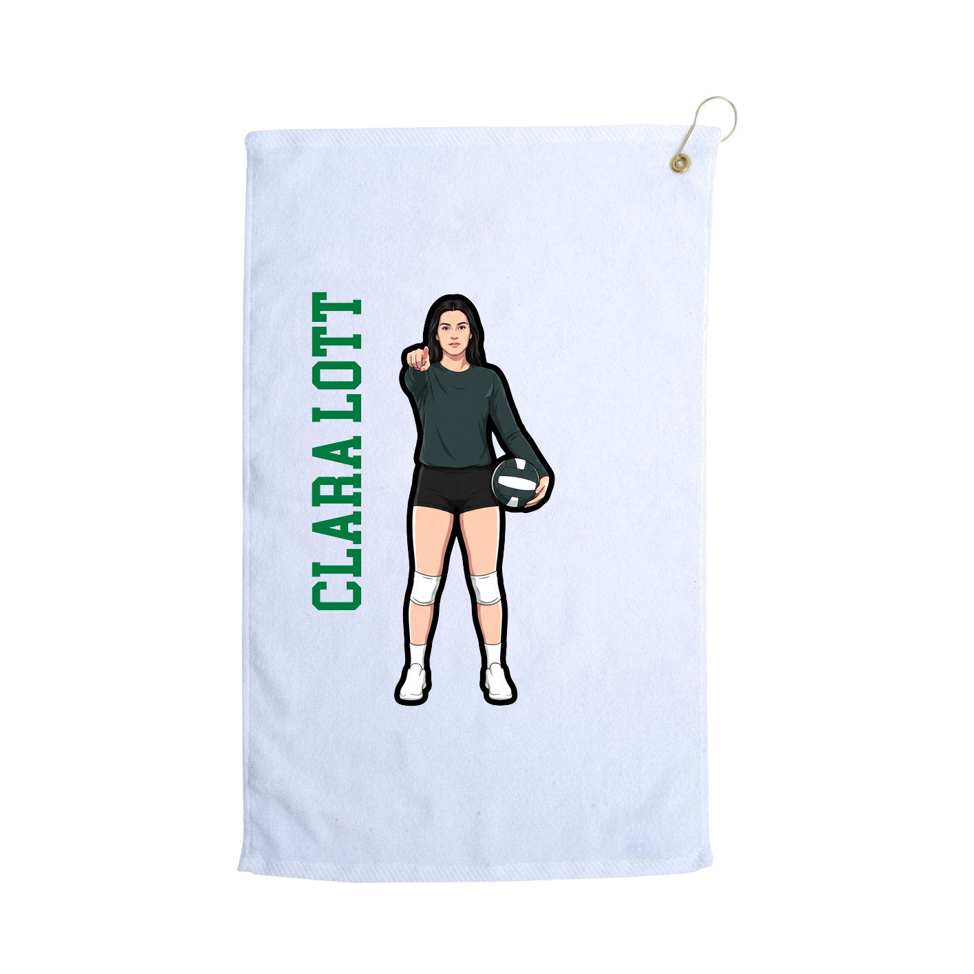 Golf Towel — Name Vertical in White