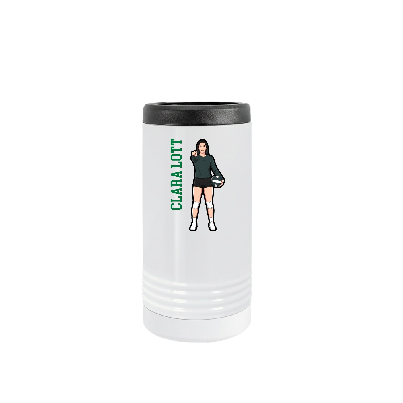 Slim Beverage Holder — Name Vertical in White