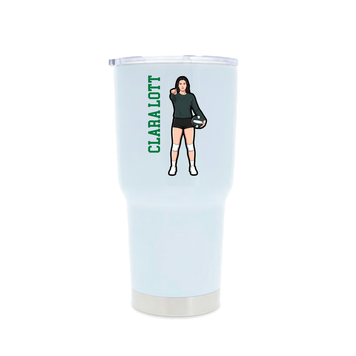 30oz Stainless Steel Tumbler — Name Vertical in White