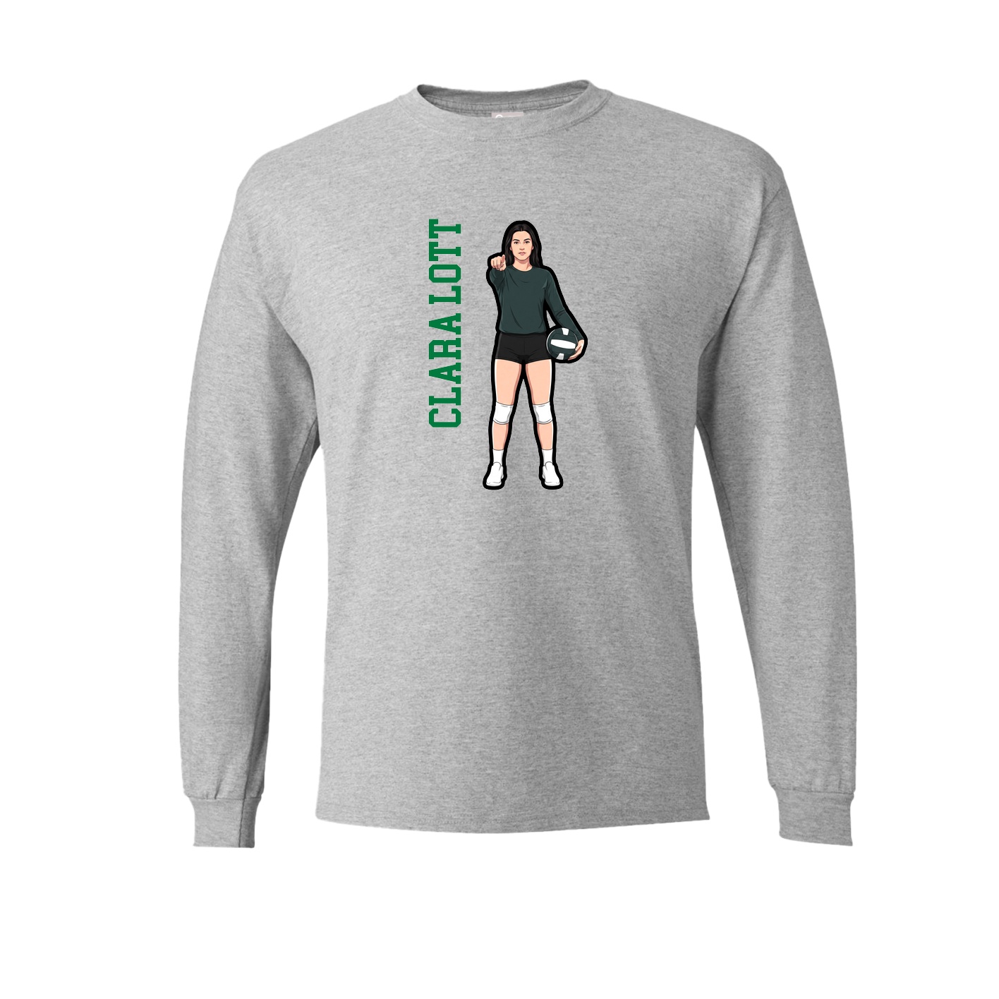Long Sleeve Tee — Name Vertical in Grey
