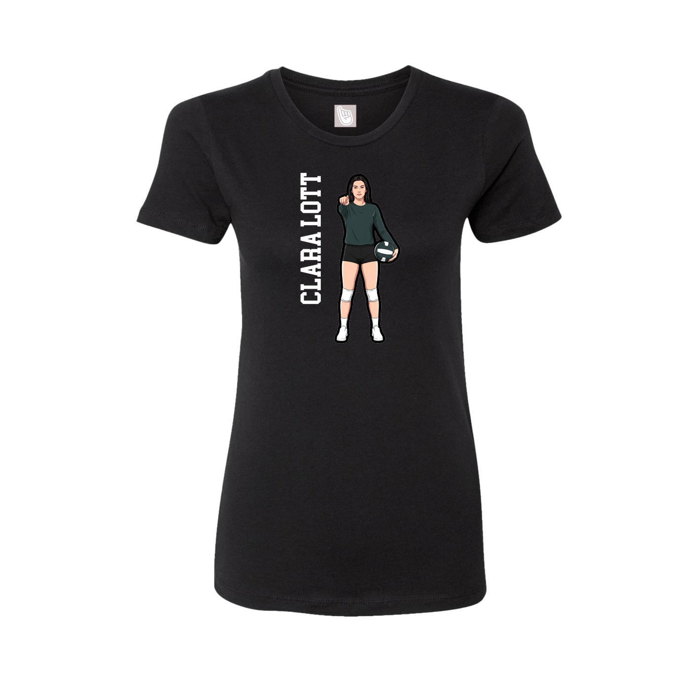Fitted Women's Tee — Name Vertical in Black