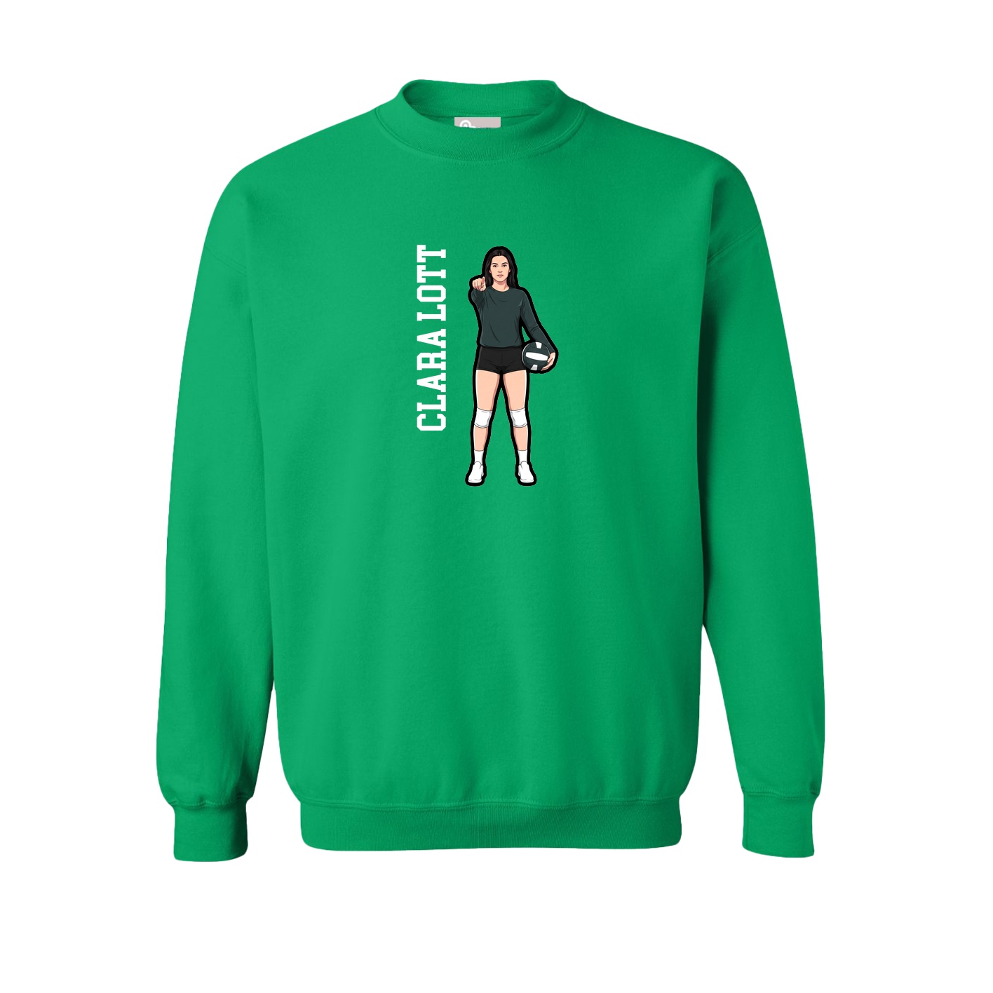 Fleece Crew — Name Vertical in Green