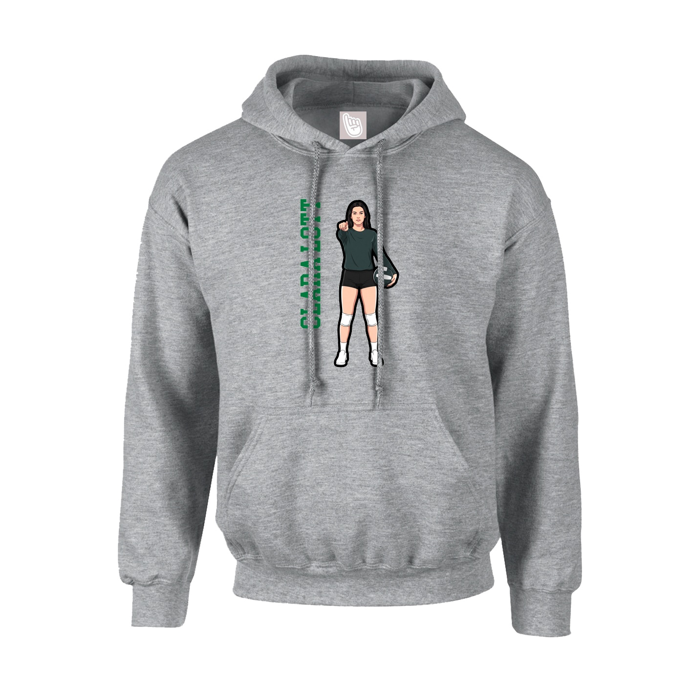 Youth Hoodie — Name Vertical in Grey