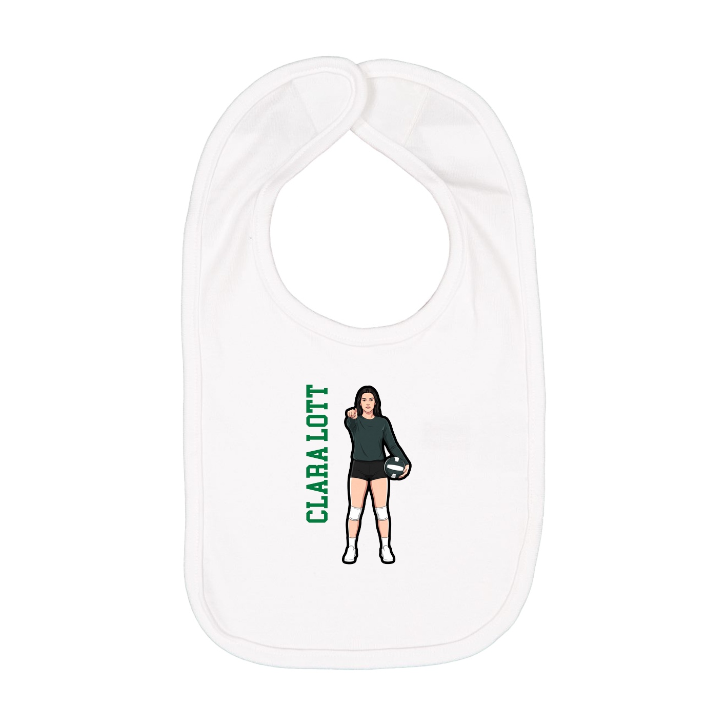 Infant Bib — Name Vertical in White