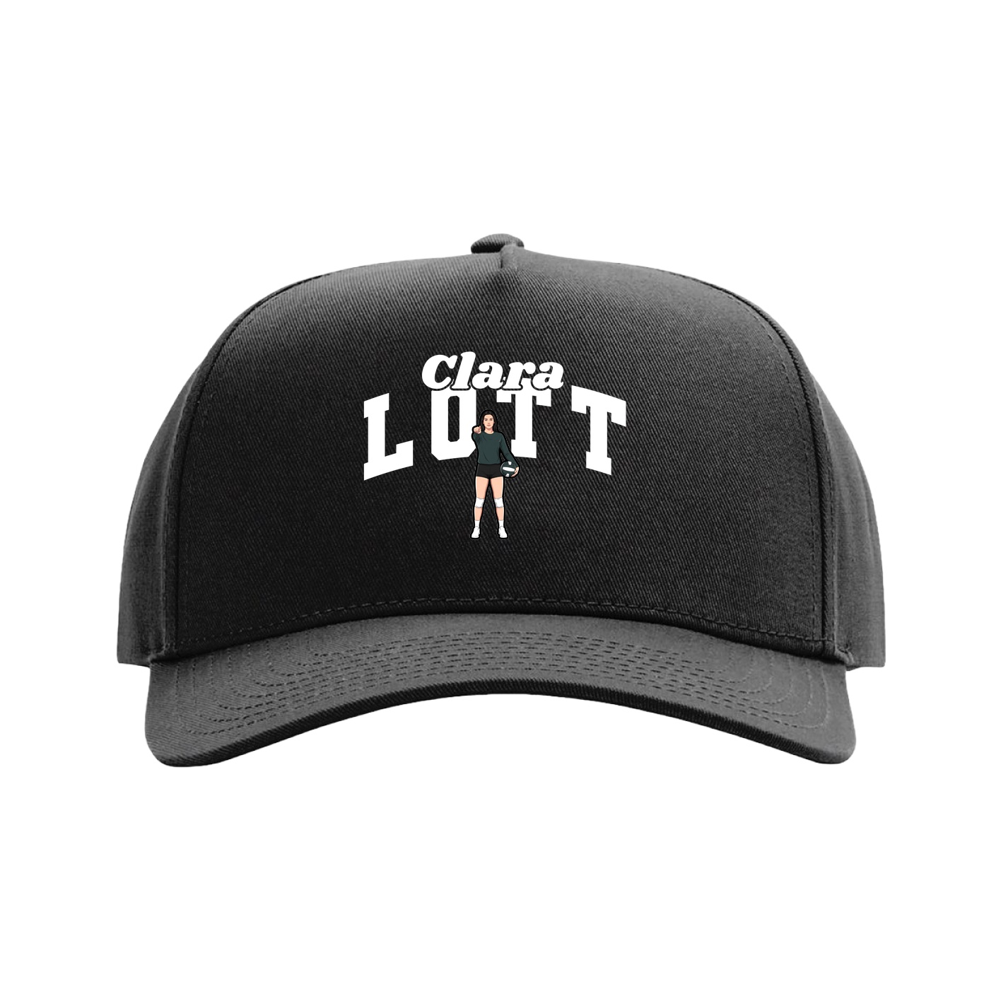 Full Fabric Five-Panel Champ Cap — Signature Arch in Black