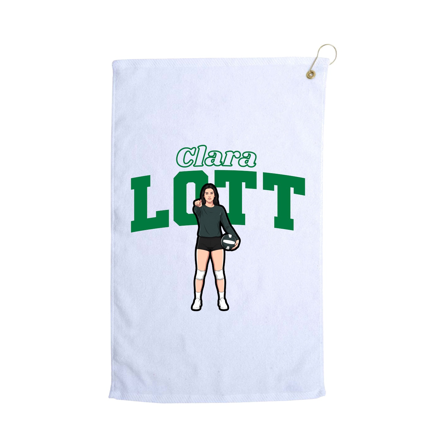 Golf Towel — Name Arch in White