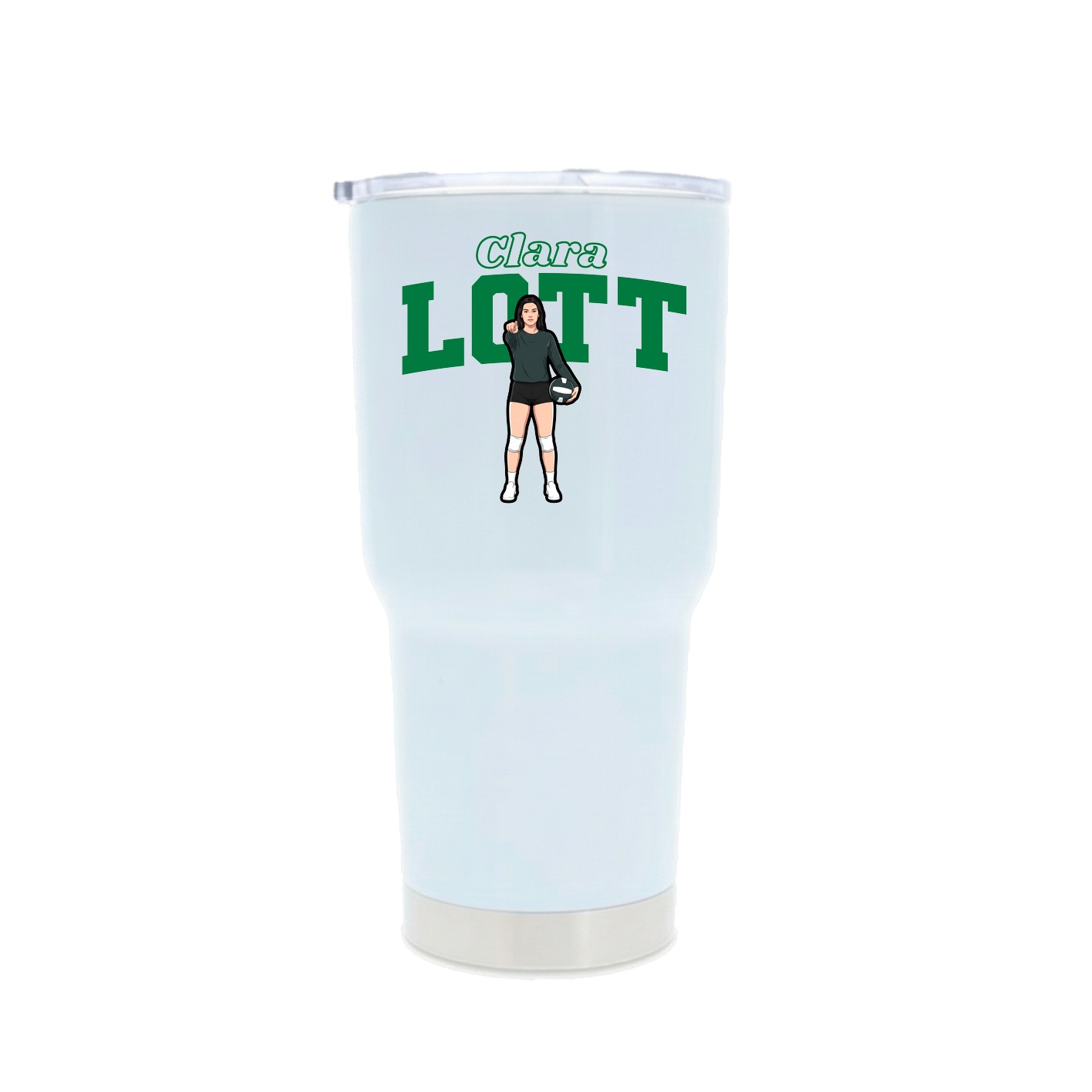 30oz Stainless Steel Tumbler — Name Arch in White