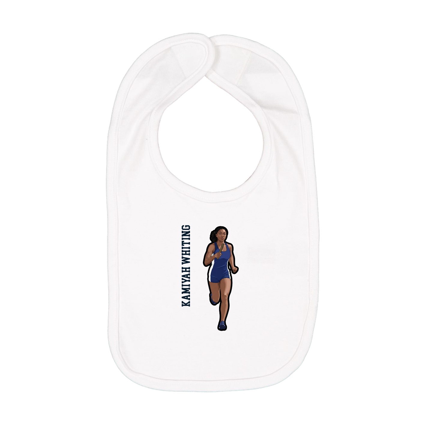 Infant Bib — Name Vertical in White