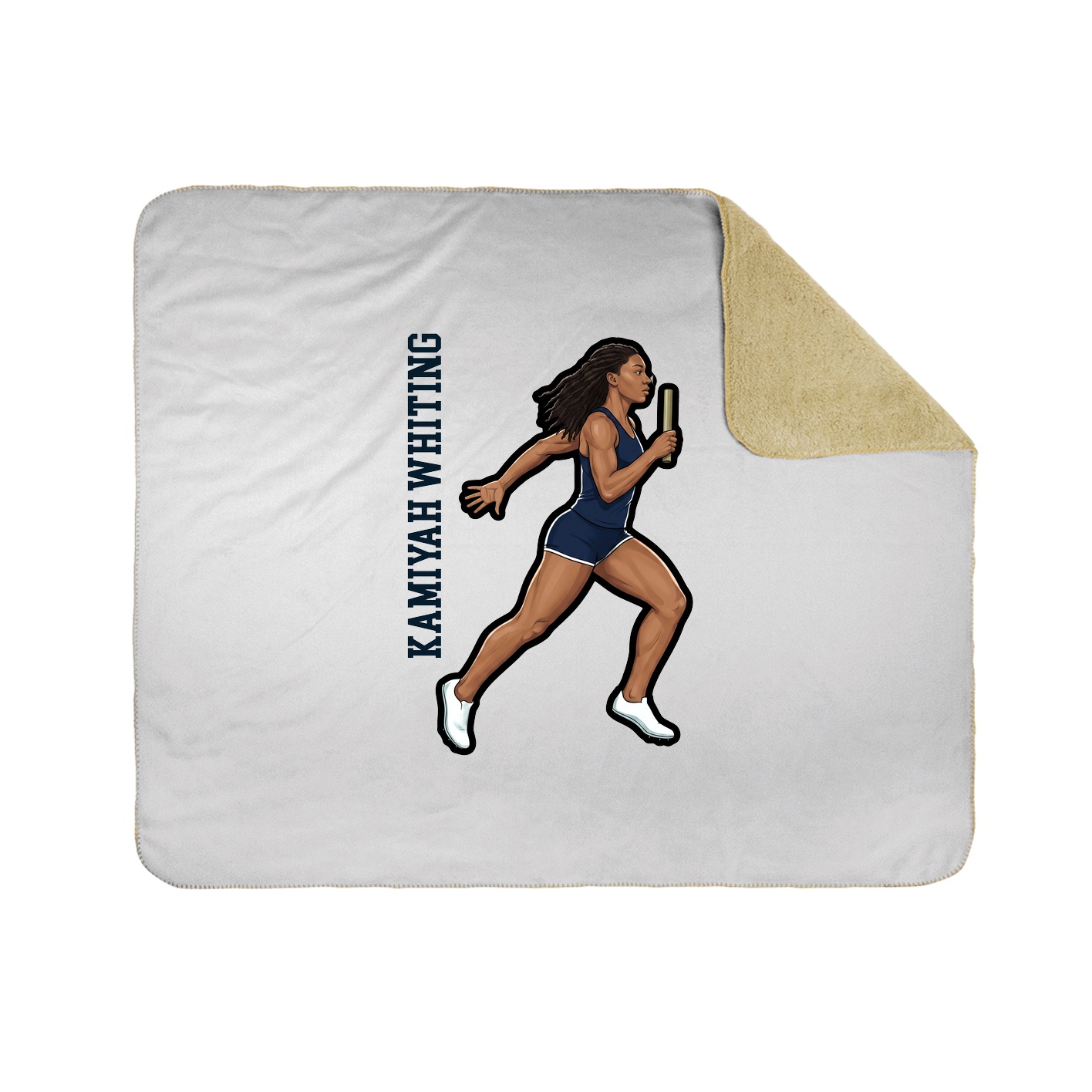 Throw Blanket — Name Vertical in White