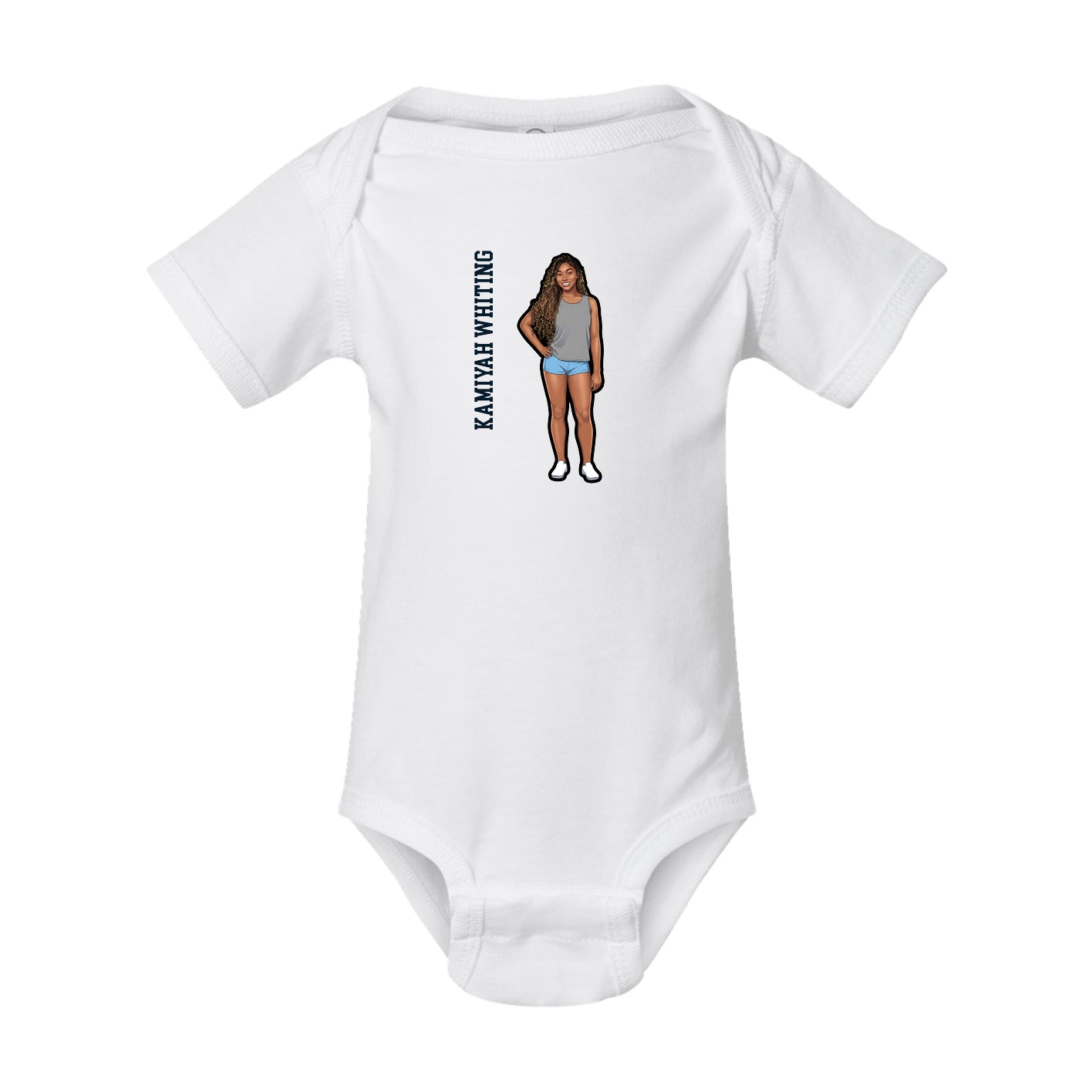 Baby Onesie — Name Vertical in White