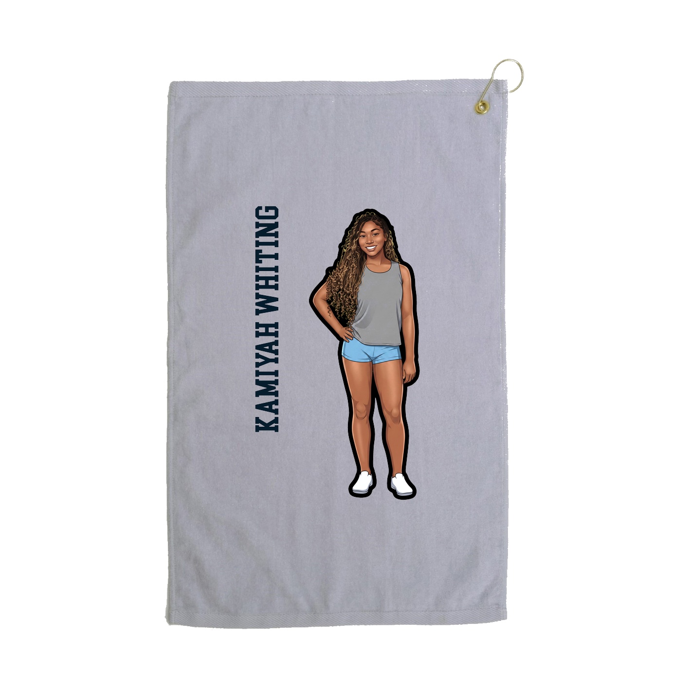 Golf Towel — Name Vertical in Grey