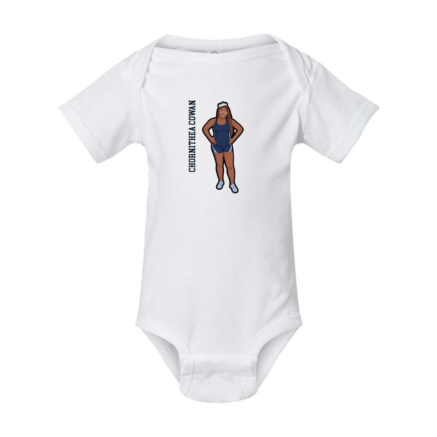 Baby Onesie — Name Vertical in White