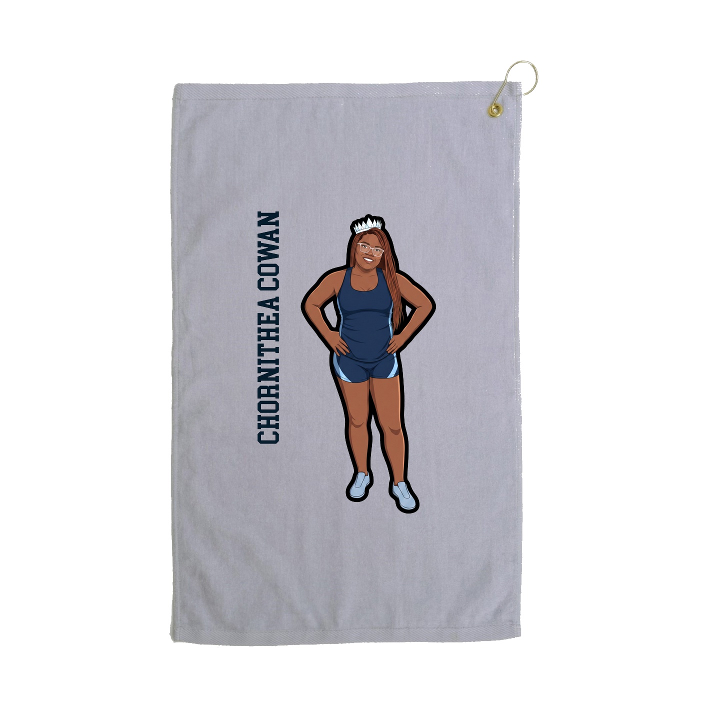 Golf Towel — Name Vertical in Grey