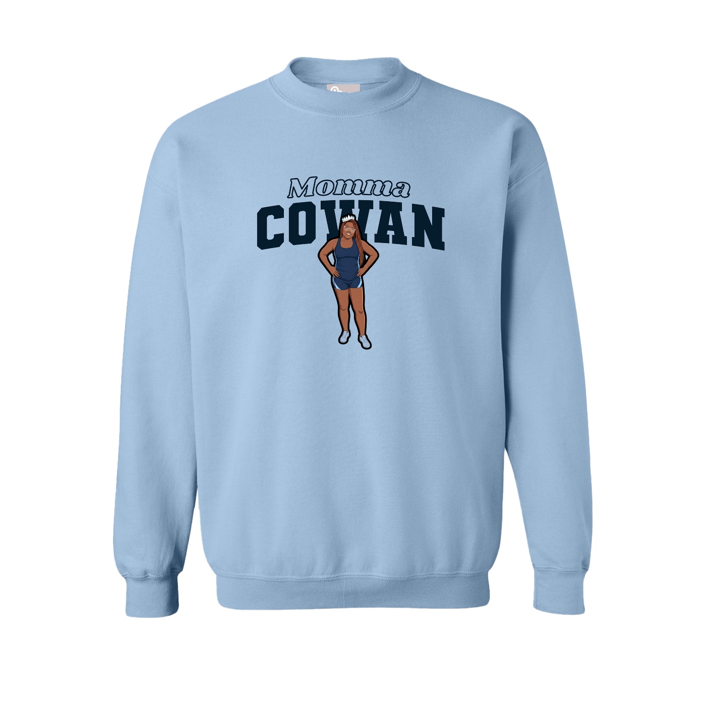 Fleece Crew — Mothers Day Block in Light Blue