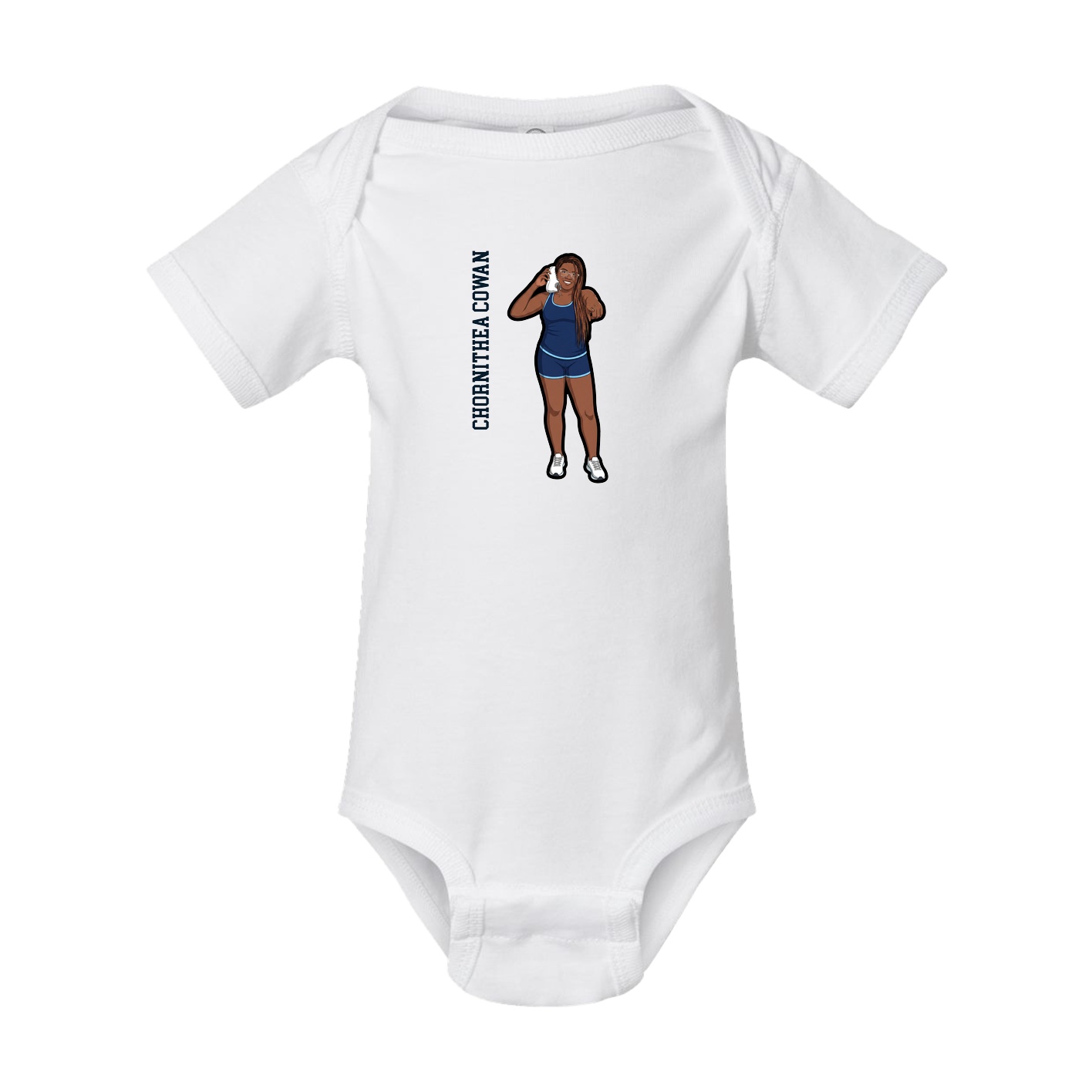 Baby Onesie — Name Vertical in White