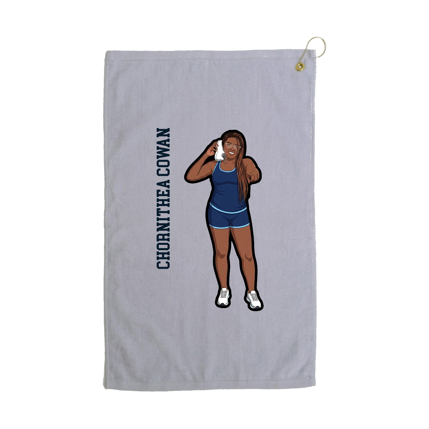 Golf Towel — Name Vertical in Grey