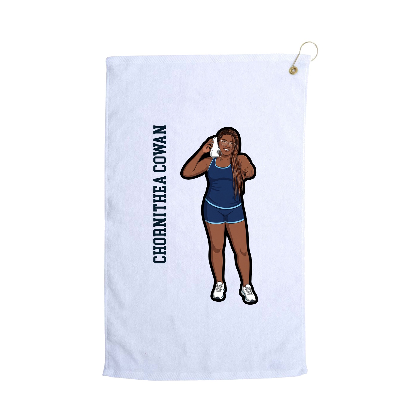 Golf Towel — Name Vertical in White