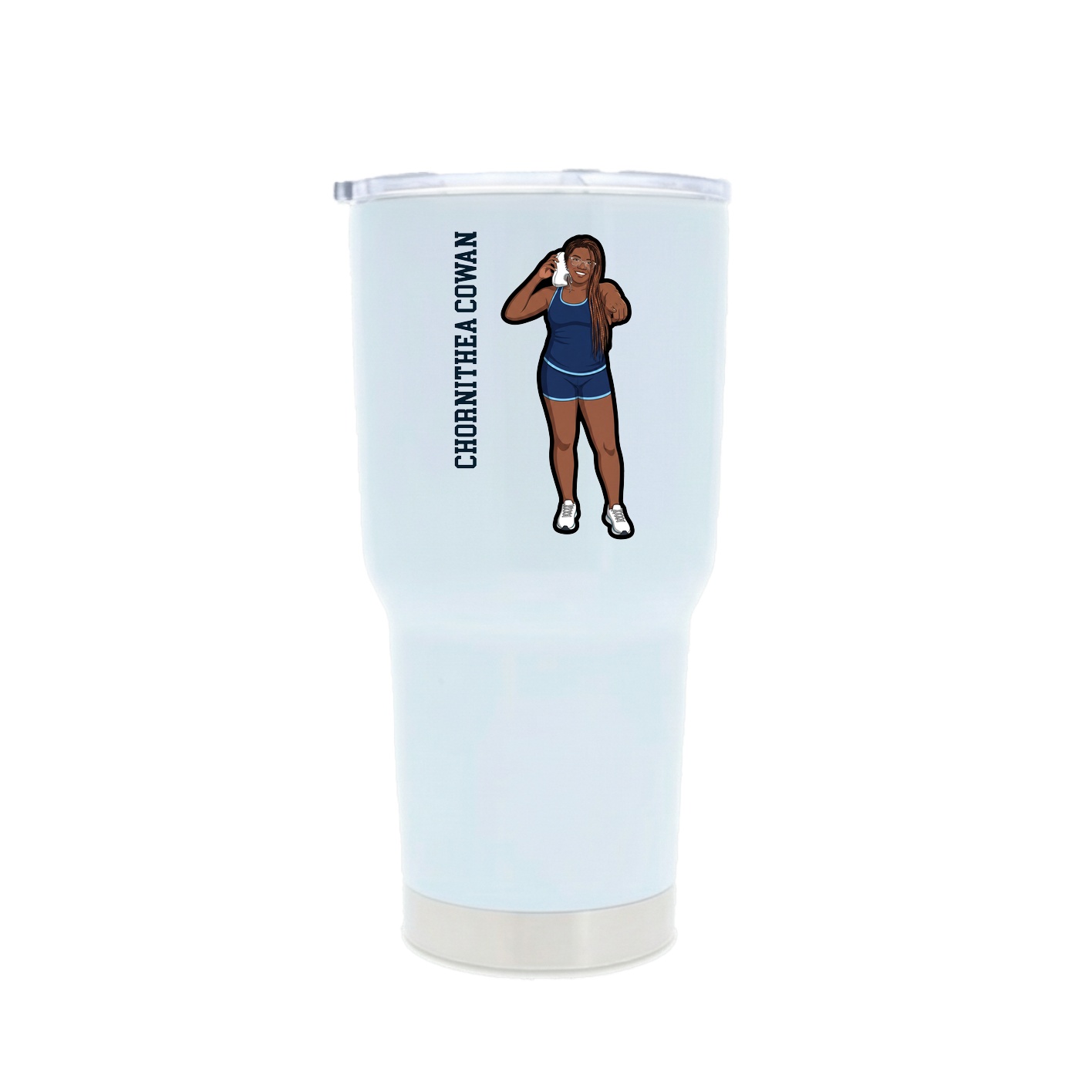 30oz Stainless Steel Tumbler — Name Vertical in White