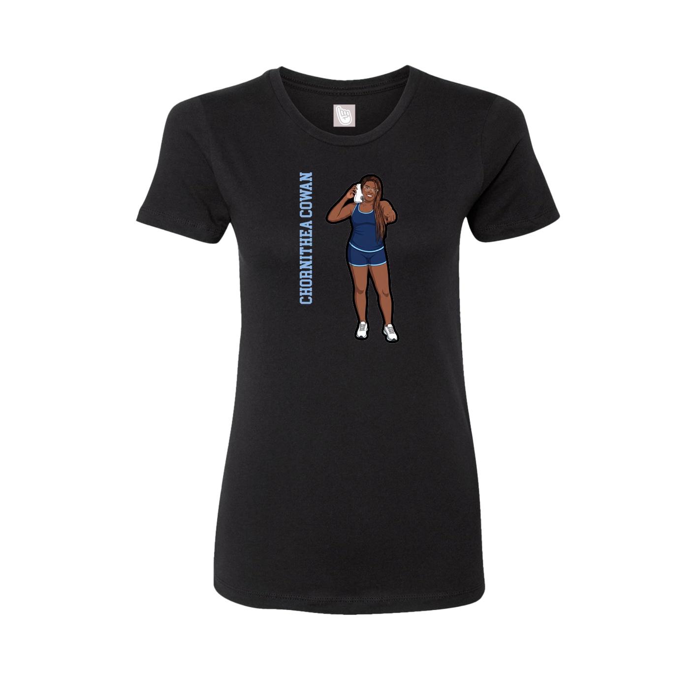 Womens Tee — Name Vertical in Black