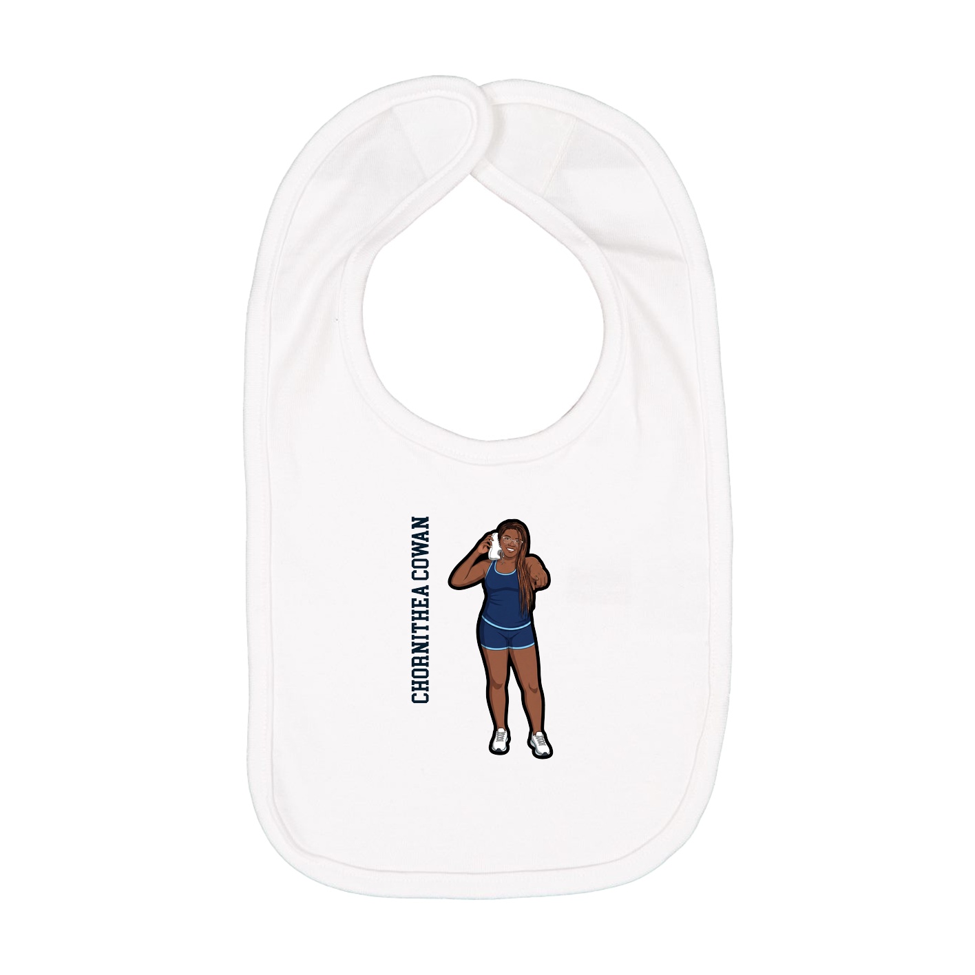 Infant Bib — Name Vertical in White