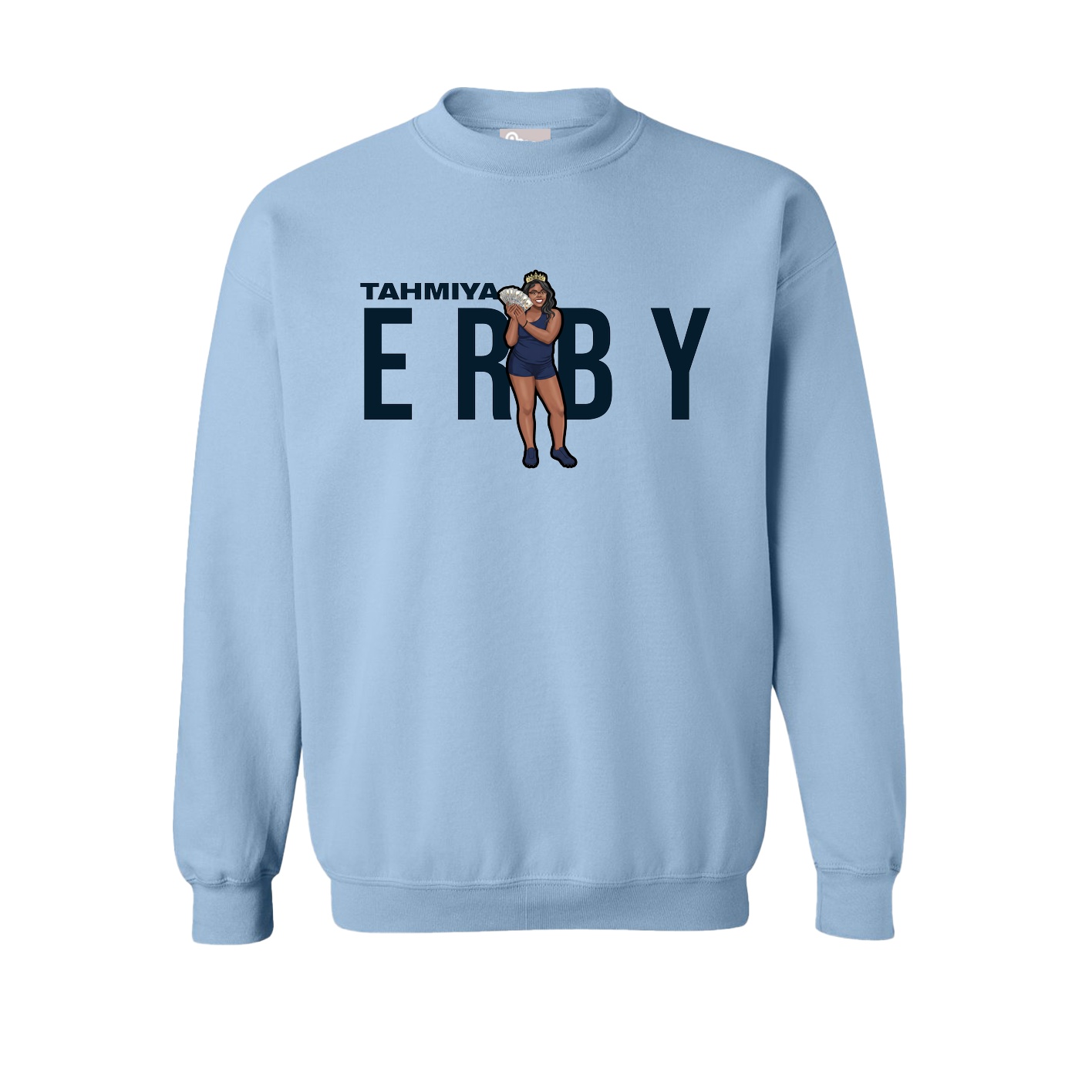 Fleece Crew — Player Name in Light Blue