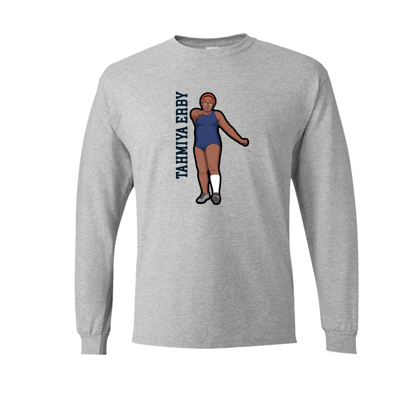 Long Sleeve Tee — Name Vertical in Grey