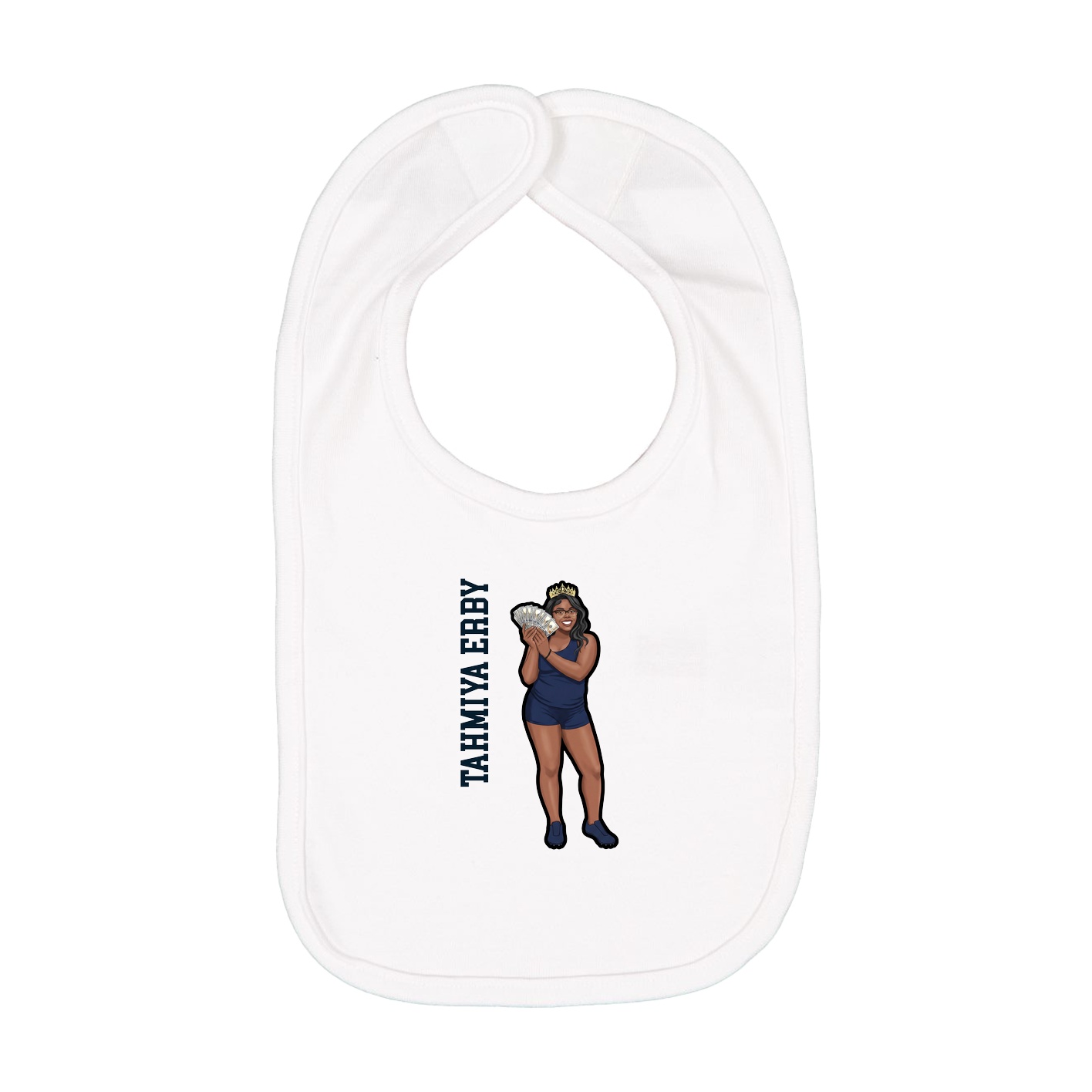 Infant Bib — Name Vertical in White