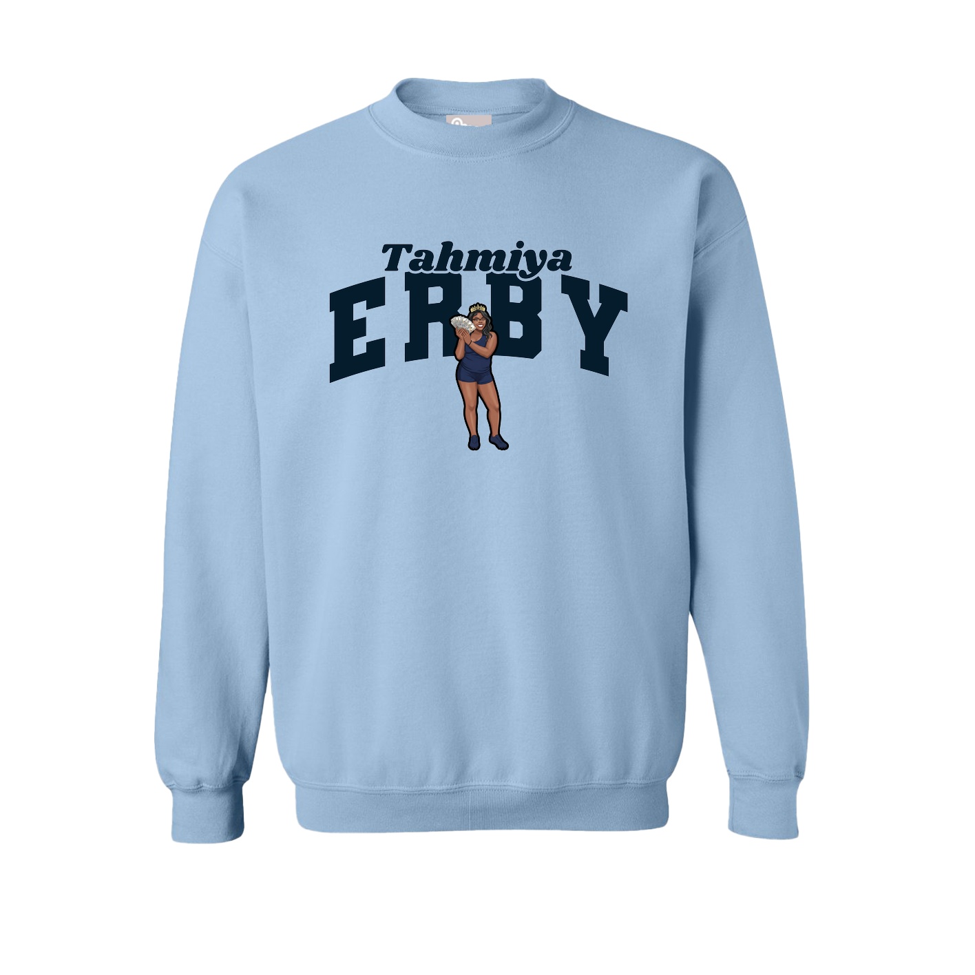 Fleece Crew — Signature Arch in Light Blue