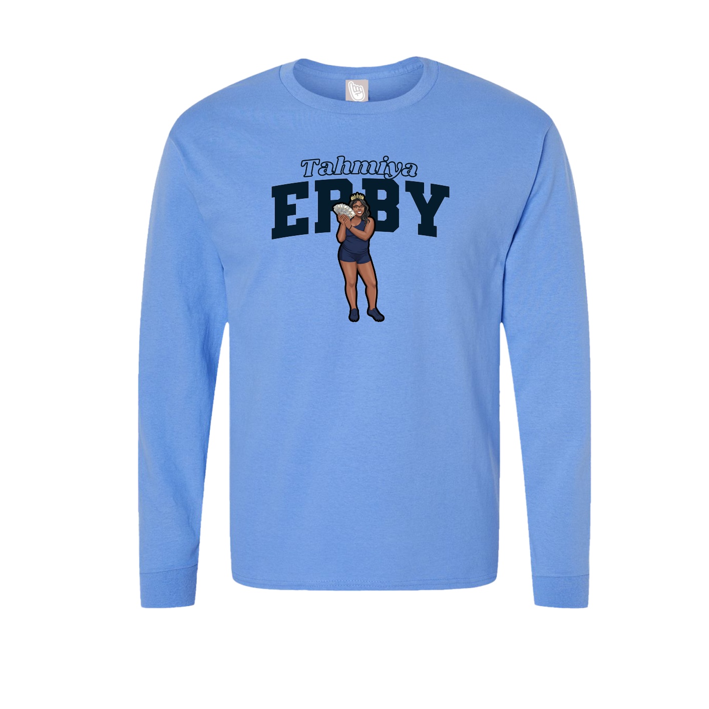 Long Sleeve Tee — Name Arch in Powder Blue